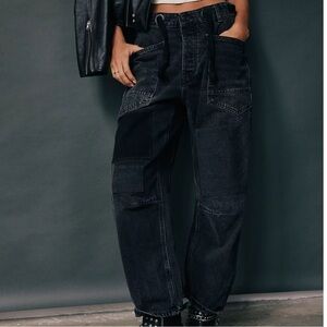 We The Free Moxie Pull-On Barrel Jeans in Night Hawk